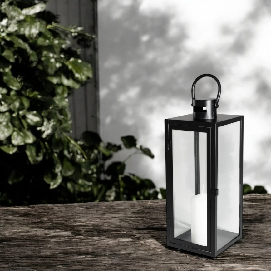 Farol decorativo negro de 38 cm