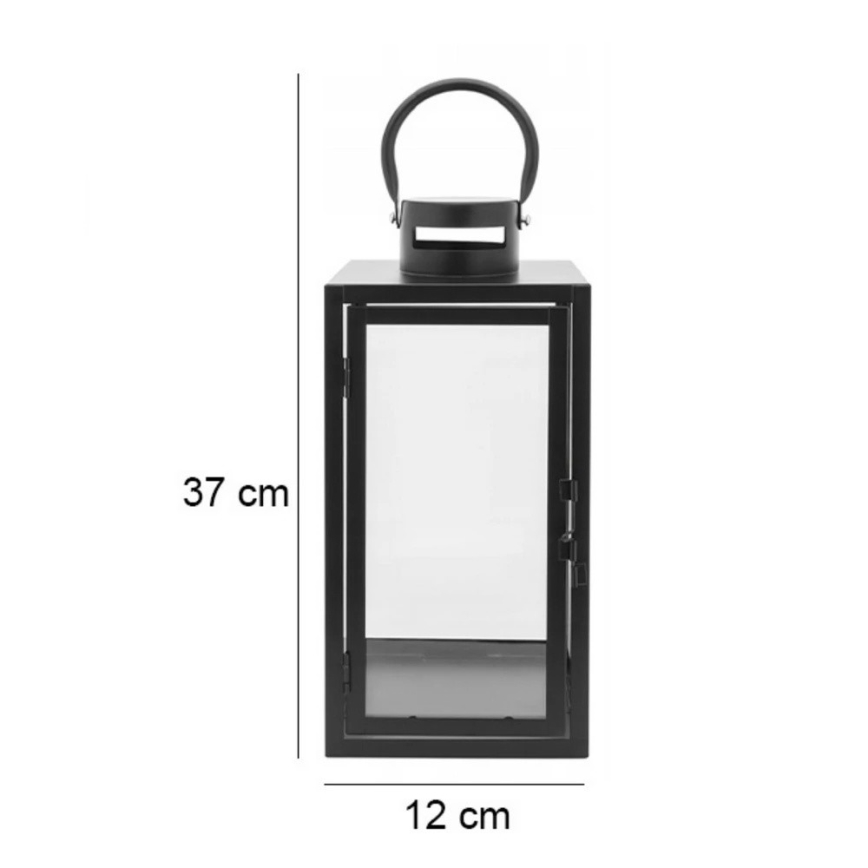 Farol decorativo negro de 38 cm