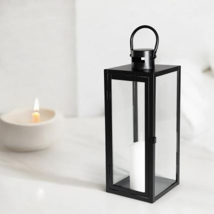 Farol decorativo negro de 63 cm