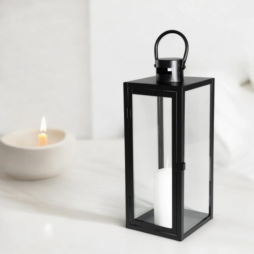 Farol decorativo negro de 63 cm