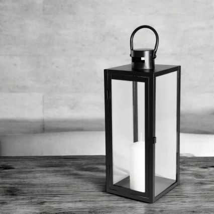 Farol decorativo negro de 63 cm