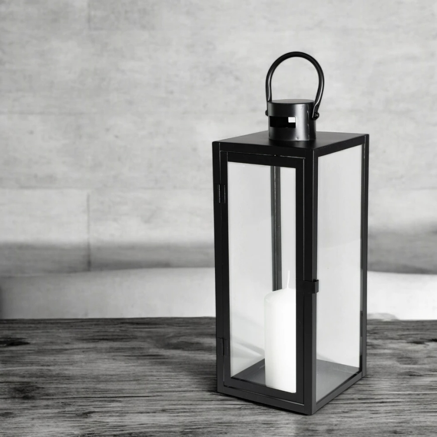 Farol decorativo negro de 63 cm