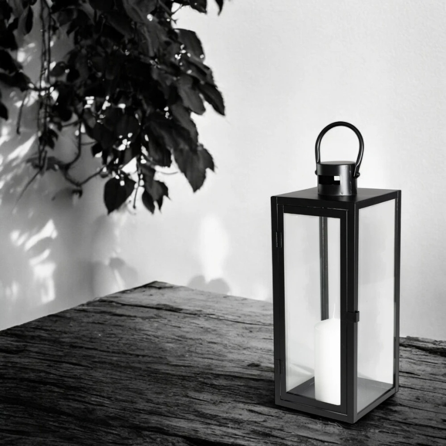 Farol decorativo negro de 63 cm