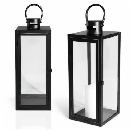 Farol decorativo negro de 63 cm