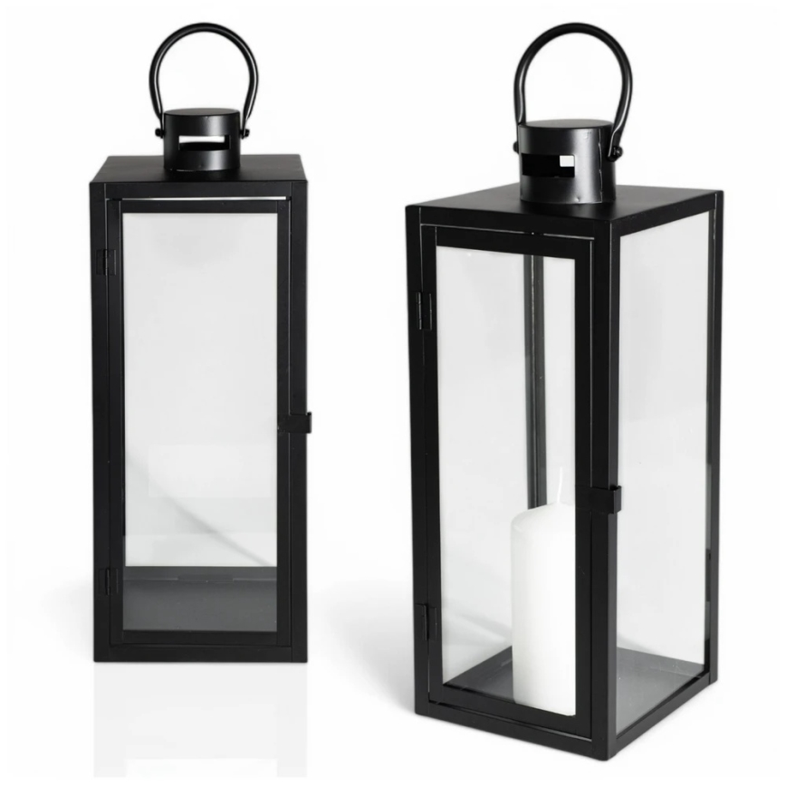 Farol decorativo negro de 63 cm