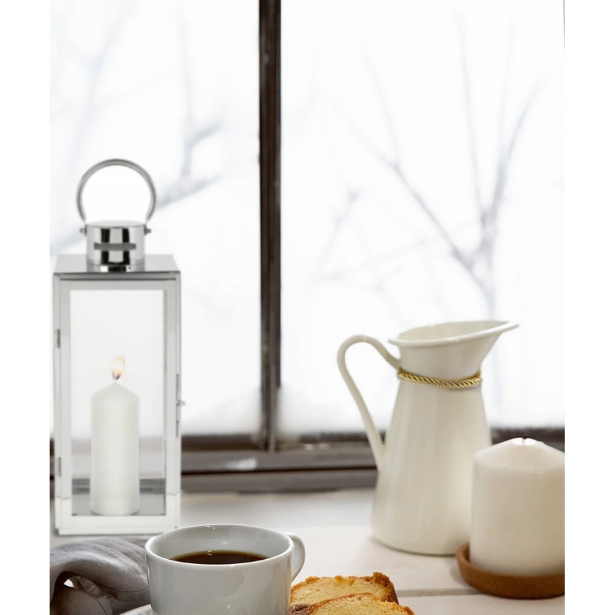 Farol decorativo TOWER, 29 cm, acabado cromado brillante