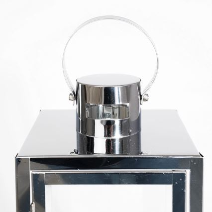 Farol decorativo TOWER, 29 cm, acabado cromado brillante