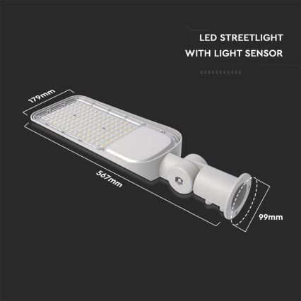 Farola LED con sensor crepuscular SAMSUNG CHIP LED/100W/230V 6500K IP65 gris