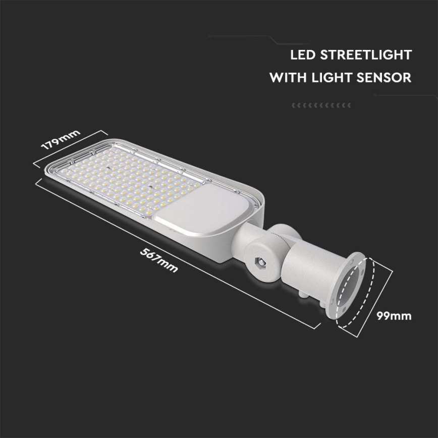 Farola LED con sensor crepuscular SAMSUNG CHIP LED/100W/230V 6500K IP65 gris