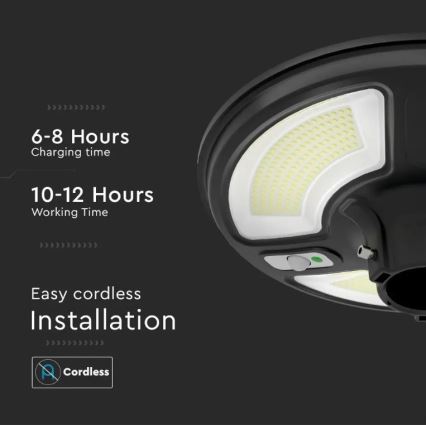 Farola solar LED con sensor LED/10W/3,2V 6500K IP65 25000 mAh + control remoto
