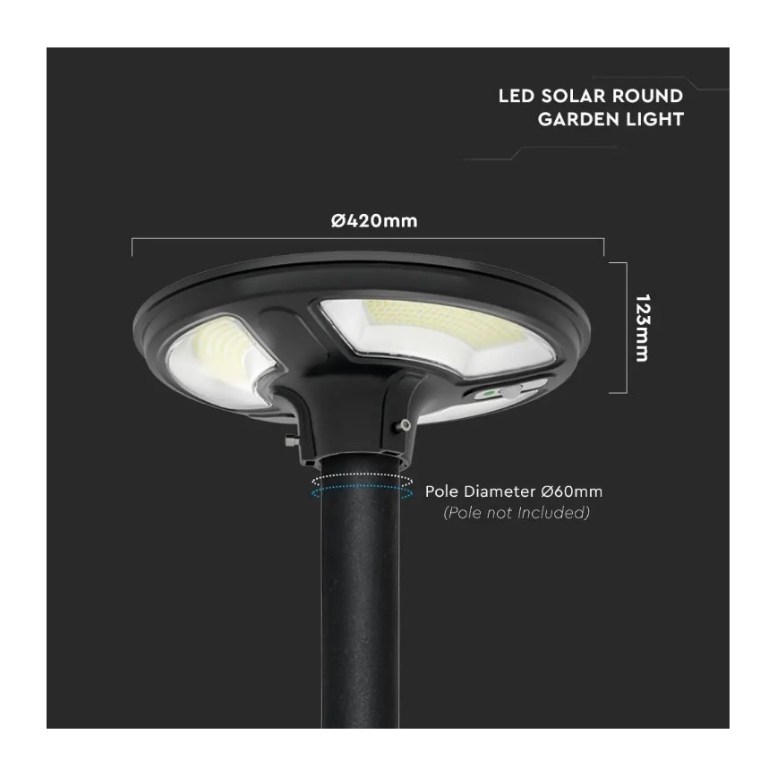 Farola solar LED con sensor LED/10W/3,2V 6500K IP65 25000 mAh + control remoto