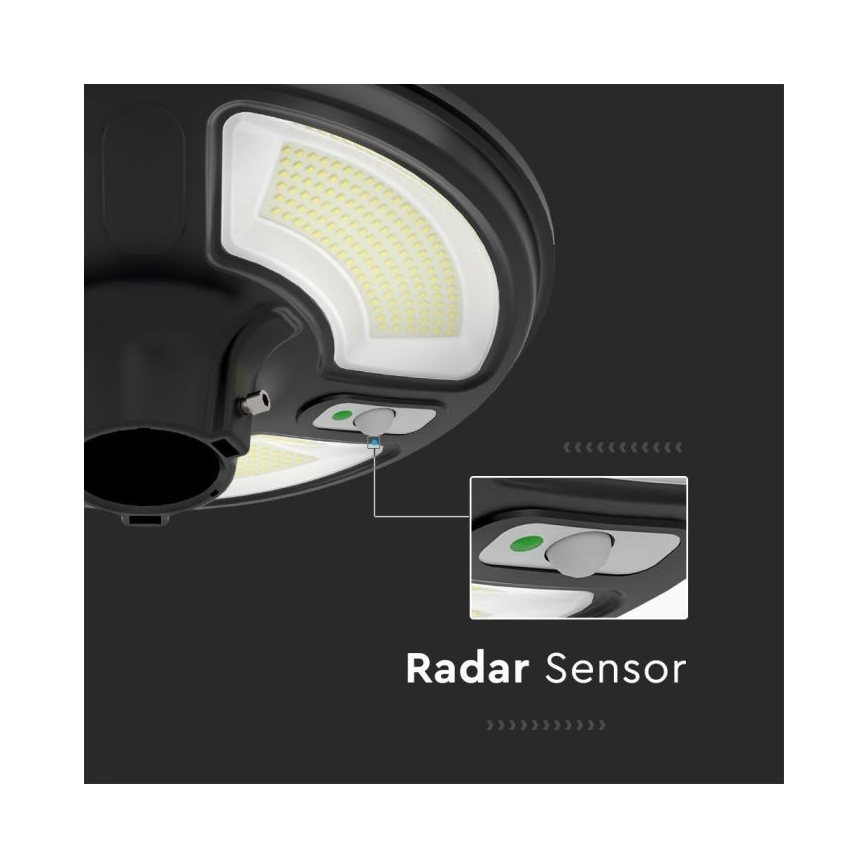 Farola solar LED con sensor LED/10W/3,2V IP65 4000K 15000 mAh + control remoto