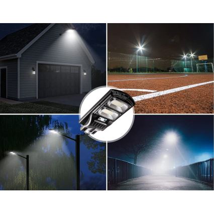 LED Farola solar regulable con sensor LED/120W/6V 11000 mAh 6500K IP65 negro + control remoto