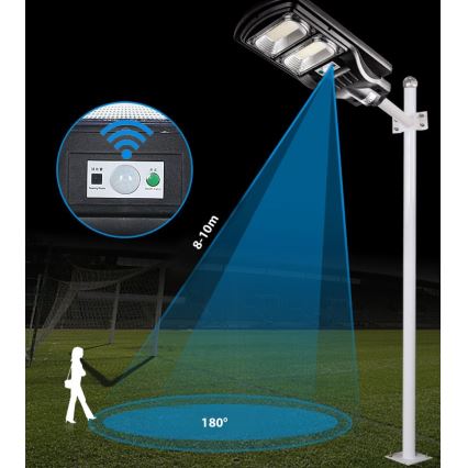 LED Farola solar regulable con sensor LED/120W/6V 11000 mAh 6500K IP65 negro + control remoto