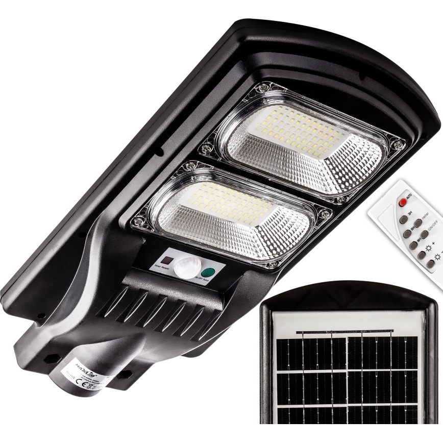 LED Farola solar regulable con sensor LED/120W/6V 11000 mAh 6500K IP65 negro + control remoto