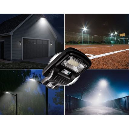 LED Farola solar regulable con sensor LED/150W/6V 6500K IP65 negro + control remoto