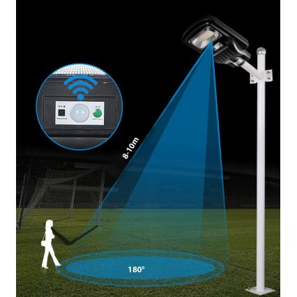 LED Farola solar regulable con sensor LED/150W/6V 6500K IP65 negro + control remoto