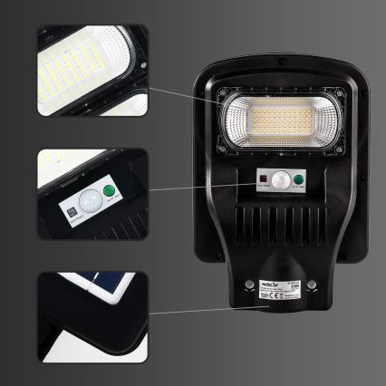 LED Farola solar regulable con sensor LED/150W/6V 6500K IP65 negro + control remoto