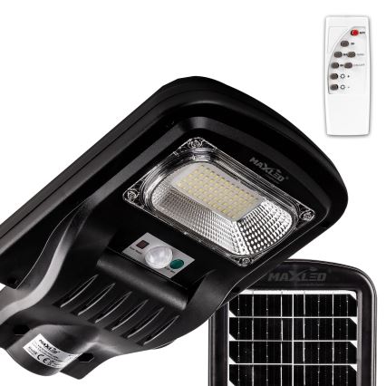 LED Farola solar regulable con sensor LED/150W/6V 6500K IP65 negro + control remoto