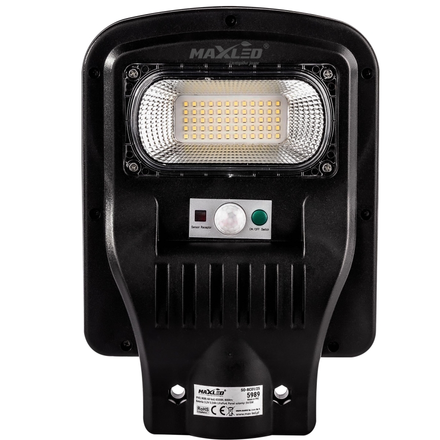 LED Farola solar regulable con sensor LED/150W/6V 6500K IP65 negro + control remoto