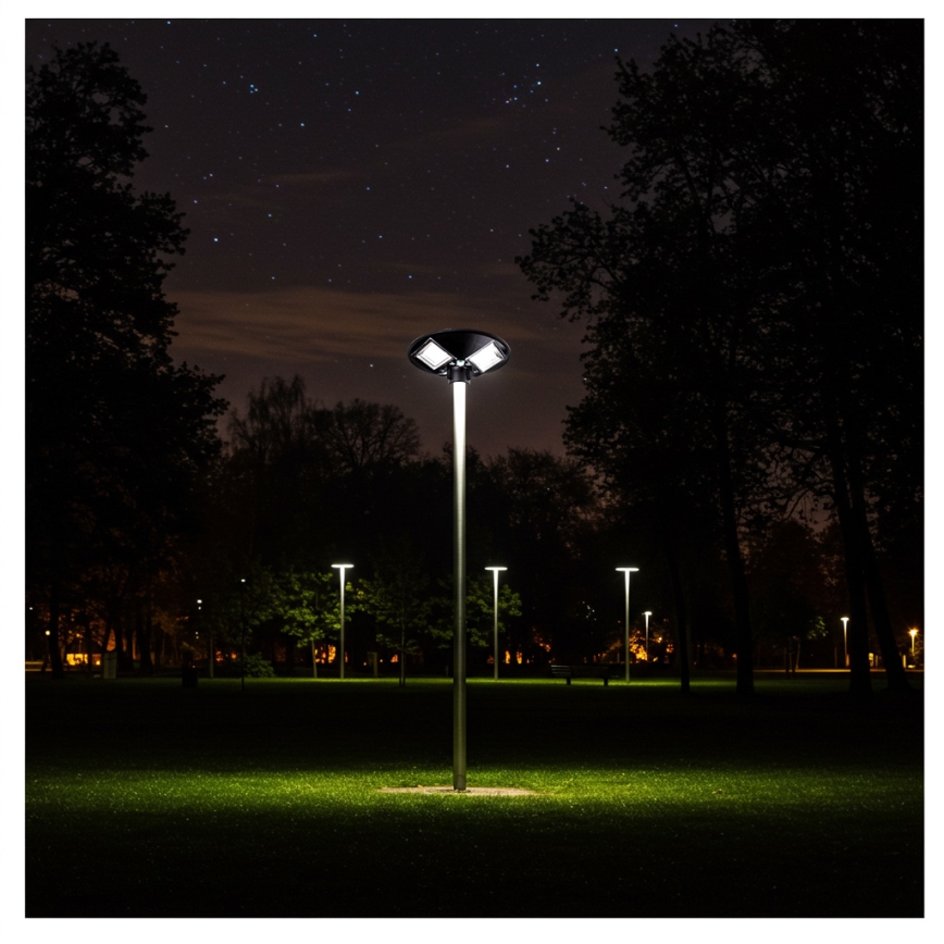 LED Farola solar regulable con sensor LED/15W/6V 11000 mAh 6500K IP65 negro + control remoto