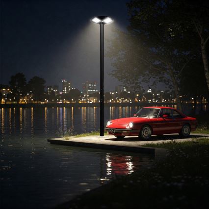 LED Farola solar regulable con sensor LED/15W/6V 11000 mAh 6500K IP65 negro + control remoto