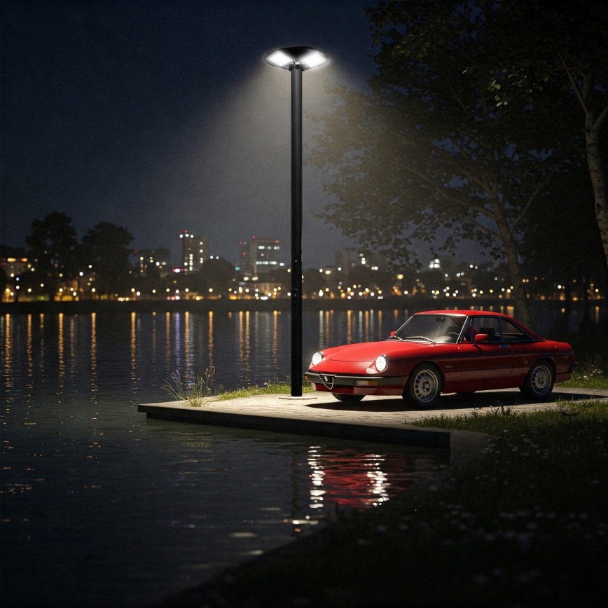 LED Farola solar regulable con sensor LED/15W/6V 11000 mAh 6500K IP65 negro + control remoto