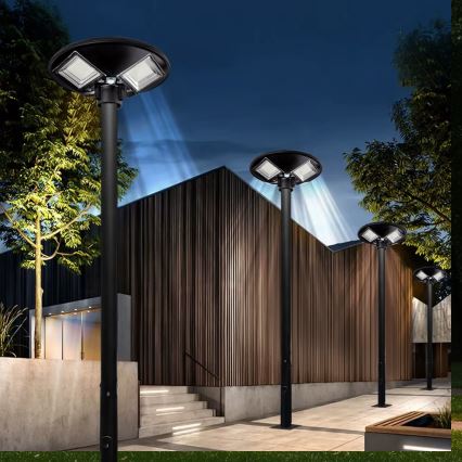 LED Farola solar regulable con sensor LED/15W/6V 11000 mAh 6500K IP65 negro + control remoto