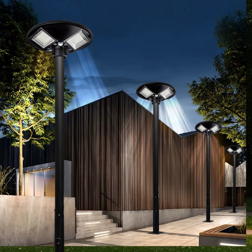 LED Farola solar regulable con sensor LED/15W/6V 11000 mAh 6500K IP65 negro + control remoto