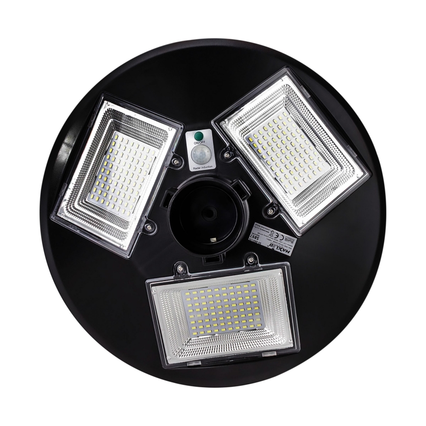 LED Farola solar regulable con sensor LED/15W/6V 11000 mAh 6500K IP65 negro + control remoto