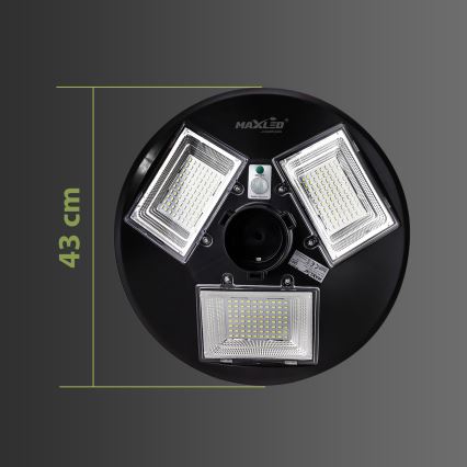 LED Farola solar regulable con sensor LED/15W/6V 11000 mAh 6500K IP65 negro + control remoto