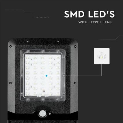 Farola solar LED con sensor LED/15W/7,4V 6000K IP65 10800 mAh
