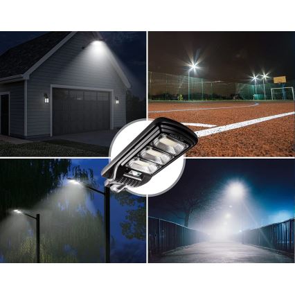 LED Farola solar regulable con sensor LED/180W/6V 11000 mAh 6500K IP65 negro + control remoto