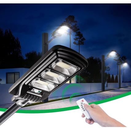 LED Farola solar regulable con sensor LED/180W/6V 11000 mAh 6500K IP65 negro + control remoto