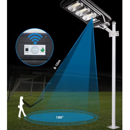 LED Farola solar regulable con sensor LED/180W/6V 11000 mAh 6500K IP65 negro + control remoto