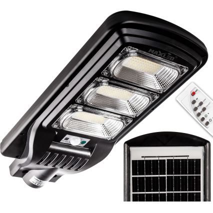 LED Farola solar regulable con sensor LED/180W/6V 11000 mAh 6500K IP65 negro + control remoto