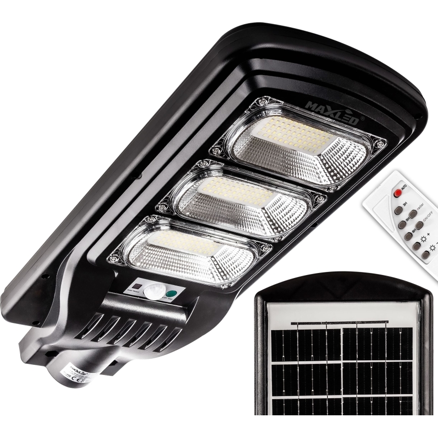 LED Farola solar regulable con sensor LED/180W/6V 11000 mAh 6500K IP65 negro + control remoto