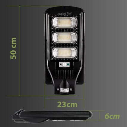 LED Farola solar regulable con sensor LED/180W/6V 11000 mAh 6500K IP65 negro + control remoto