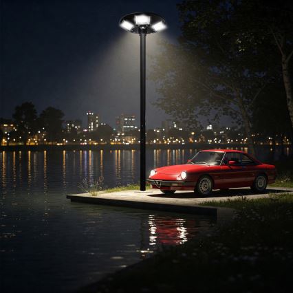 Farola solar LED regulable con sensor LED/22W/6V 18000 mAh 6500K IP65 negra + mando a distancia