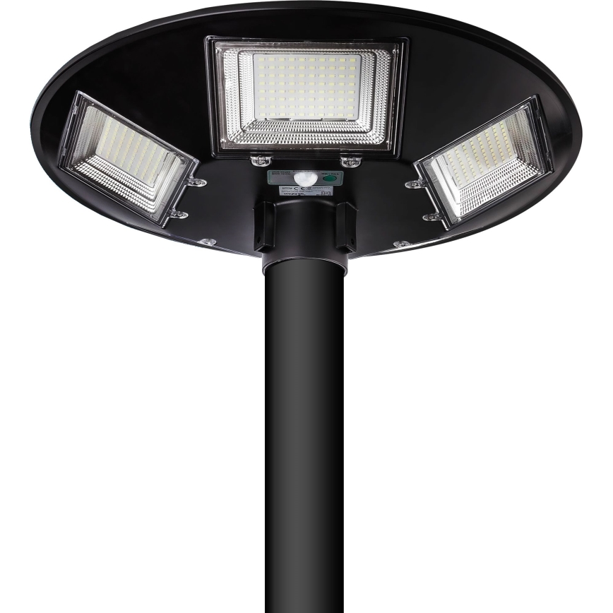 Farola solar LED regulable con sensor LED/22W/6V 18000 mAh 6500K IP65 negra + mando a distancia