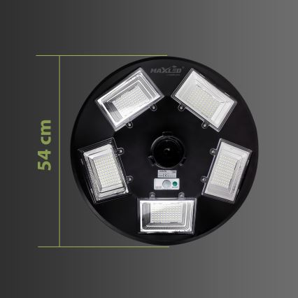 Farola solar LED regulable con sensor LED/22W/6V 18000 mAh 6500K IP65 negra + mando a distancia