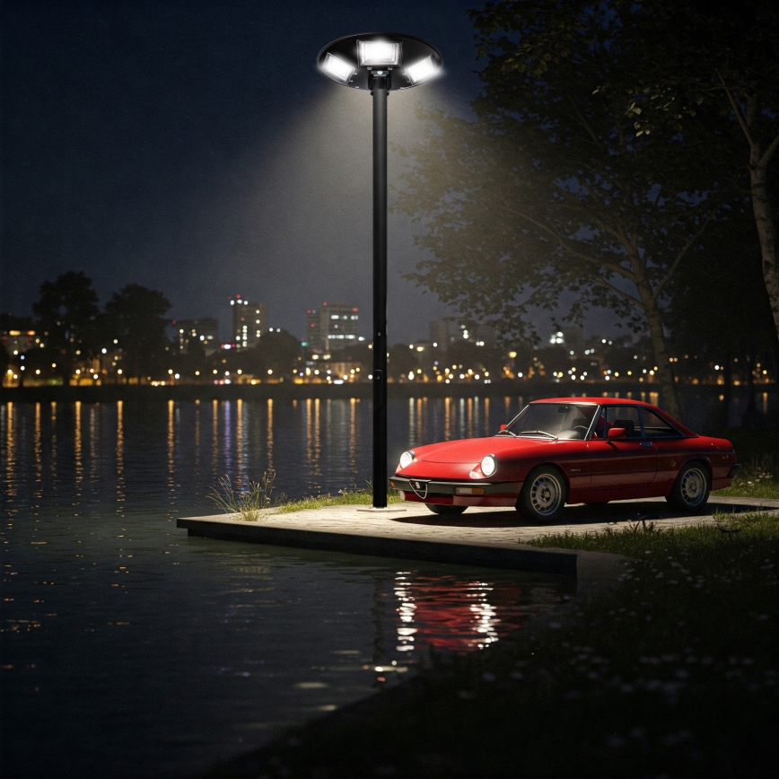 LED Farola solar regulable con sensor LED/22W/6V 18000 mAh 6500K IP65 negro + control remoto