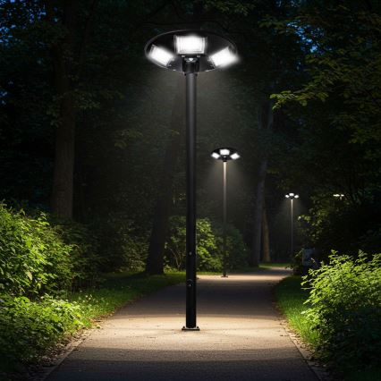 LED Farola solar regulable con sensor LED/22W/6V 18000 mAh 6500K IP65 negro + control remoto