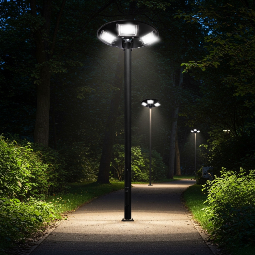 LED Farola solar regulable con sensor LED/22W/6V 18000 mAh 6500K IP65 negro + control remoto