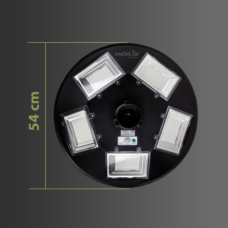 LED Farola solar regulable con sensor LED/22W/6V 18000 mAh 6500K IP65 negro + control remoto