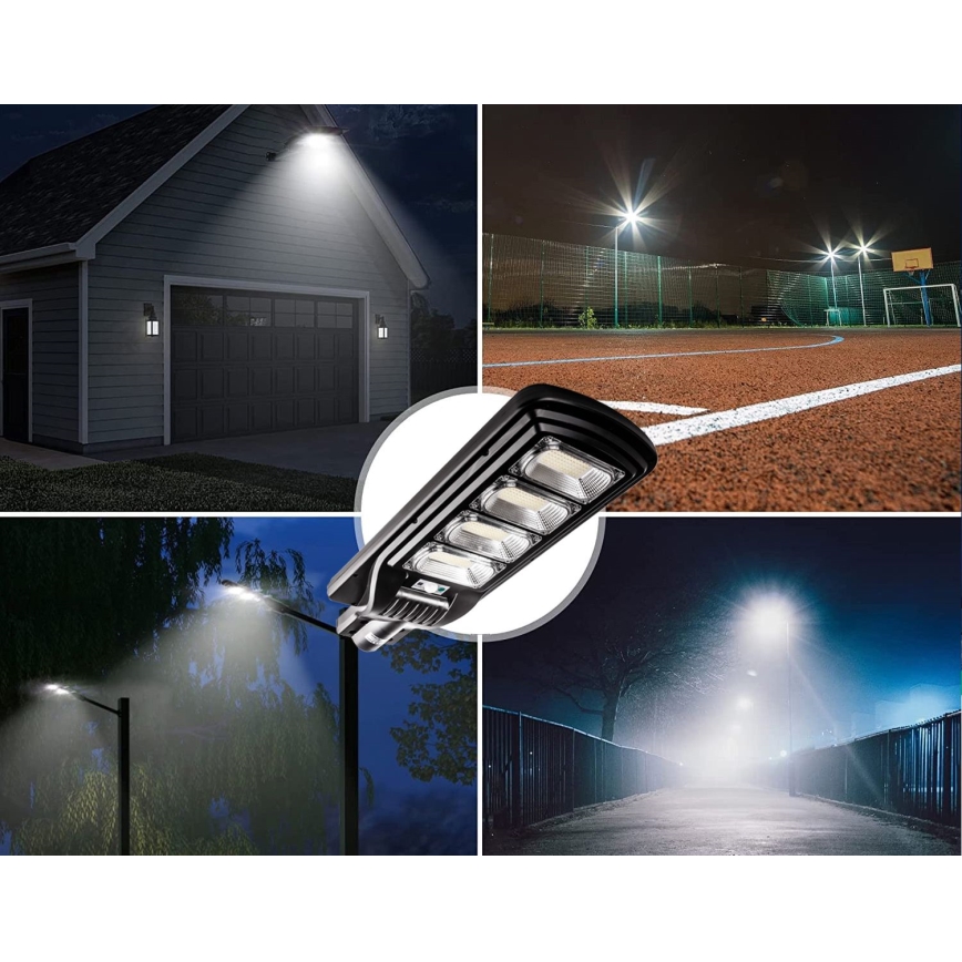 LED Farola solar regulable con sensor LED/240W/6V 11000 mAh 6500K IP65 negro + control remoto