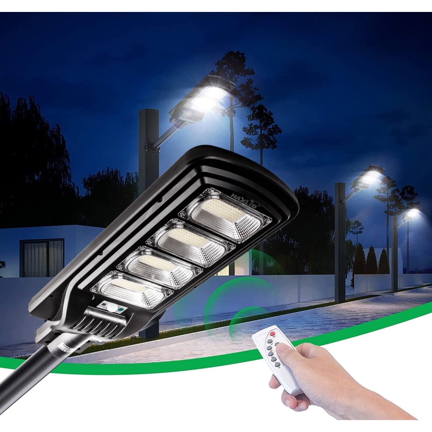 LED Farola solar regulable con sensor LED/240W/6V 11000 mAh 6500K IP65 negro + control remoto