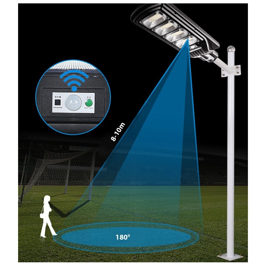 LED Farola solar regulable con sensor LED/240W/6V 11000 mAh 6500K IP65 negro + control remoto