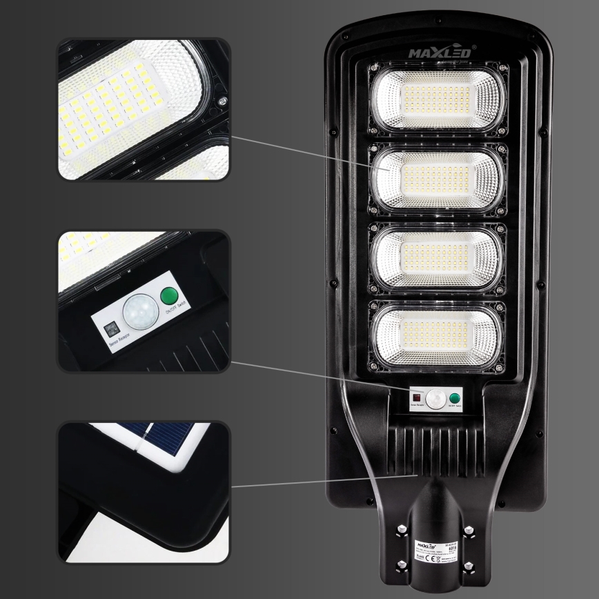 LED Farola solar regulable con sensor LED/240W/6V 11000 mAh 6500K IP65 negro + control remoto