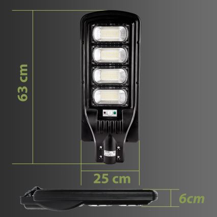 LED Farola solar regulable con sensor LED/240W/6V 11000 mAh 6500K IP65 negro + control remoto